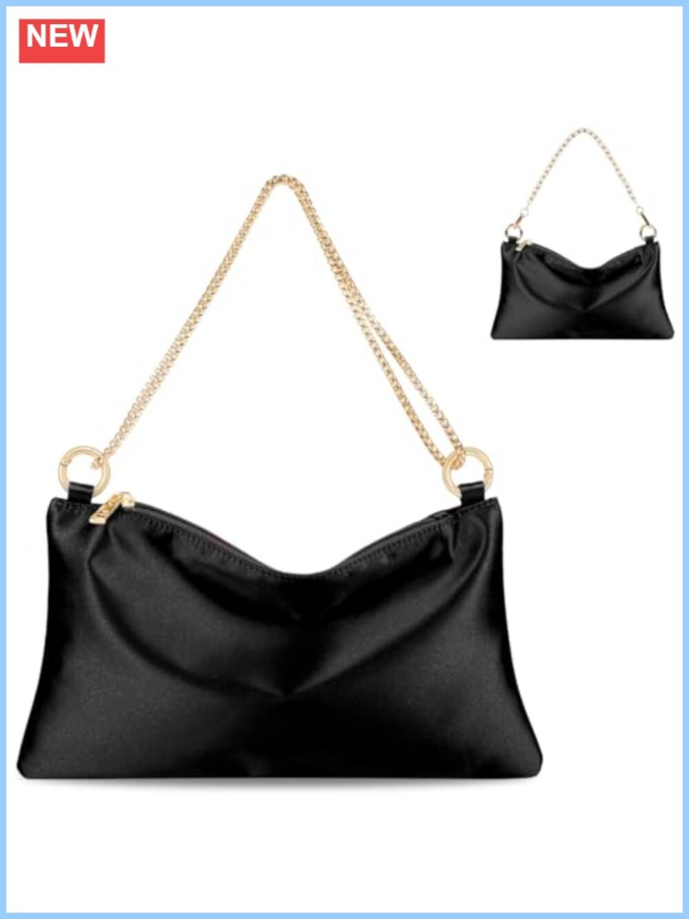 Satin Evening Clutch Purse with 2 Detachable Chains Formal Wedding